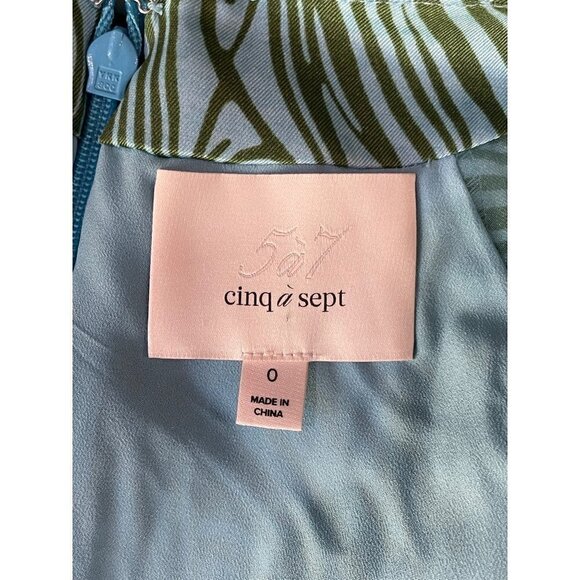 Cinq a Sept Marice Printed Satin Midi Dress Celeste Green Blue Womens 0 - Picture 11 of 12